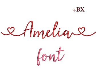 Stickschrift , Maschinenstickerei Stickdatei Amelia , Bx font 5 Größen