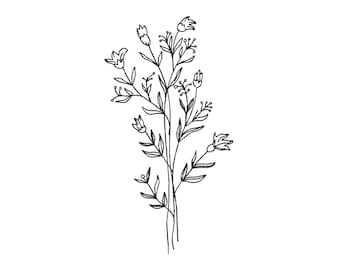 Wild flowers Machine embroidery designs , Floral line art embroidery designs