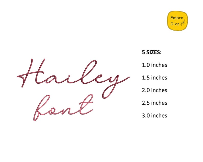 Script embroidery font , Machine embroidery design , BX cursive thin callighraphic embroidery font Hailey image 5