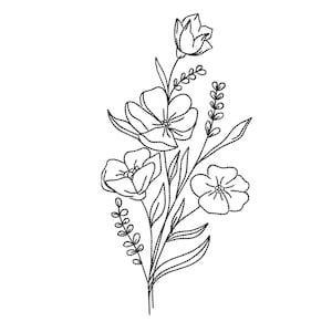 Flower embroidery design , Floral line art machine embroidery file