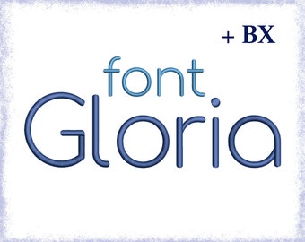 Block embroidery font , Machine embroidery design , BX font Gloria 5 sizes