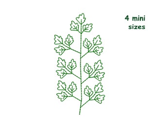 葉っぱのミニ刺繍デザイン、花のラインアート刺繍デザイン 4サイズ