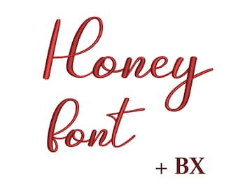 Honey cursive machine embroidery font , BX script font , Machine embroidery design 5 sizes