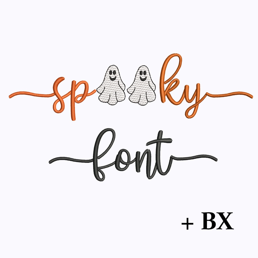 Halloween Script Machine Embroidery Font With Tails Spooky, Machine