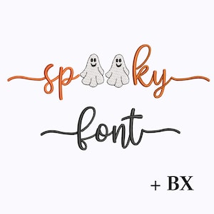 Halloween script machine embroidery font with tails Spooky, Machine embroidery design , BX Ghost cursive embroidery font