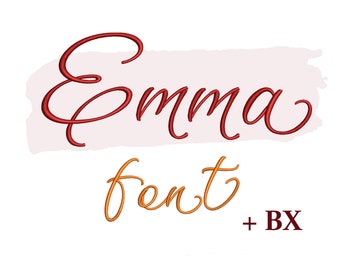 BX script embroidery font , Machine embroidery design , Cursive monogram embroidery font 5 sizes