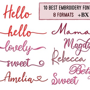 Machine embroidery designs, 10 Embroidery fonts bundle , BX font bundle image 1