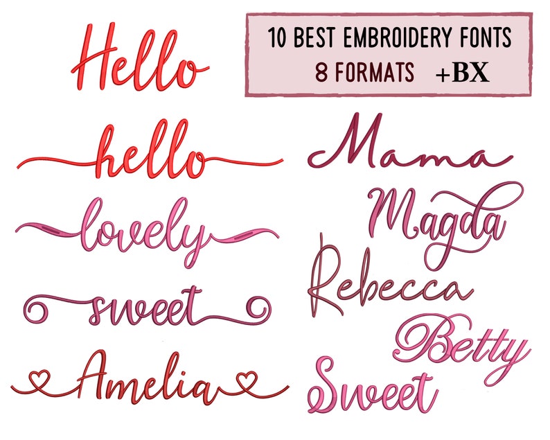 Machine embroidery designs, 10 Embroidery fonts bundle , BX font bundle image 1