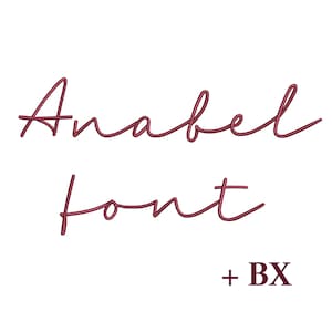 Script machine embroidery font Anabel , Embroidery design , BX cursive modern embroidery font