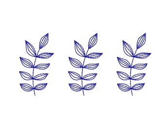 Mini Leaf Machine embroidery designs , Leaves Floral line art embroidery 6 sizes
