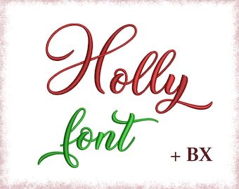 Christmas cursive embroidery font Holly , Machine embroidery design , Script BX font Monogram Alphabet