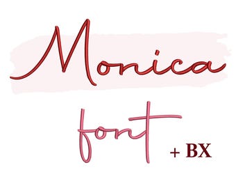 Kreuzstich Stickschrift Monika , Stickdatei ,Stickerei ,Stickerei in Schreibschrift 3 Größen