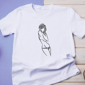 Naked Woman Machine Embroidery Designs Female Line Art Etsy