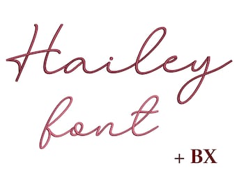 Thin script embroidery font Hailey | BX cursive font for names | Machine embroidery design