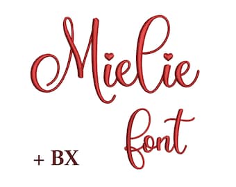 Script Valentine machine embroidery font Mielie, Wedding embroidery design for machine , BX font 5 sizes