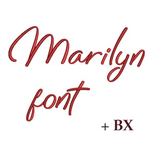 Font corsivo per ricamo Marilyn, disegno per ricamo a macchina, font per ricamo BX in 5 dimensioni