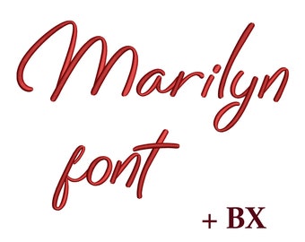 Cursive script embroidery font Marilyn , Machine embroidery design , BX embroidery font 5 sizes