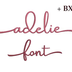 Script machine embroidery font , Machine embroidery designs Adelie , BX font with tails