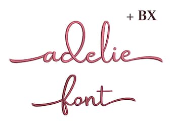 Script machine embroidery font , Machine embroidery designs Adelie , BX font with tails