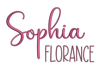 Duo script farmhouse embroidery font bundle , Machine embroidery design , BX cursive embroidery font Sophia , Block font Florance