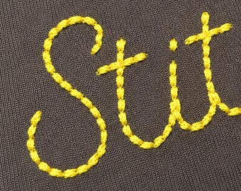 Hand Stitch Embroidery Font , Machine embroidery design , Cursive BX alphabet 6 sizes (Digital Download)