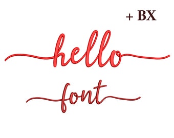 Embroidery font , Machine embroidery design Hello , BX font 5 sizes