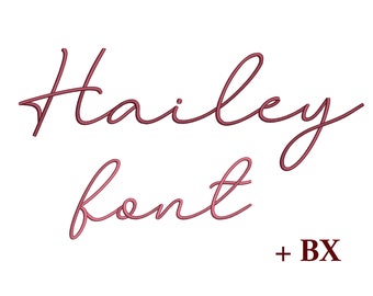 Script embroidery font , Machine embroidery design , BX cursive thin callighraphic embroidery font Hailey