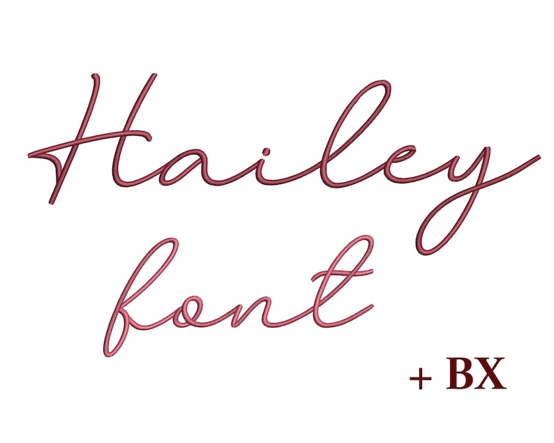 Script embroidery font , Machine embroidery design , BX cursive thin callighraphic embroidery font Hailey image 1