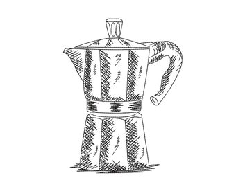 Coffee pot embroidery design , Kitchen machine embroidery designs