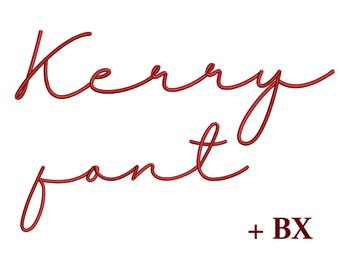 Cursive embroidery font Kerry , Machine embroidery design , Script handwritten BX embroidery font