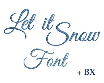 May include: Let it Snow Font, a blue cursive font design with the text "Let it Snow Font + BX".