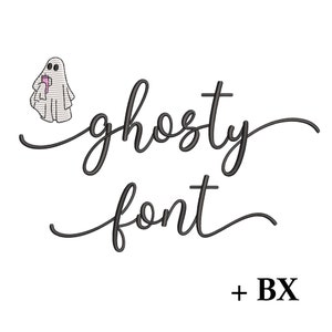 Halloween Ghosty script embroidery font , Machine embroidery designs , BX cursive machine embroidery font with tails
