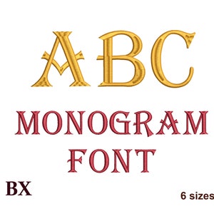 Monogram Embroidery font ABC , Machine Embroidery designs , BX font 6 sizes