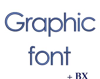 Block embroidery font Graphic , Machine embroidery design , BX modern sans serif embroidery font 5 sizes
