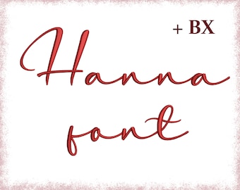 Script embroidery font Hanna , Embroidery design for machine , BX cursive varsity embroidery font
