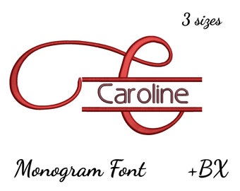 Embroidery font , Machine embroidery design Angy , Split Monogram BX font , 3 sizes
