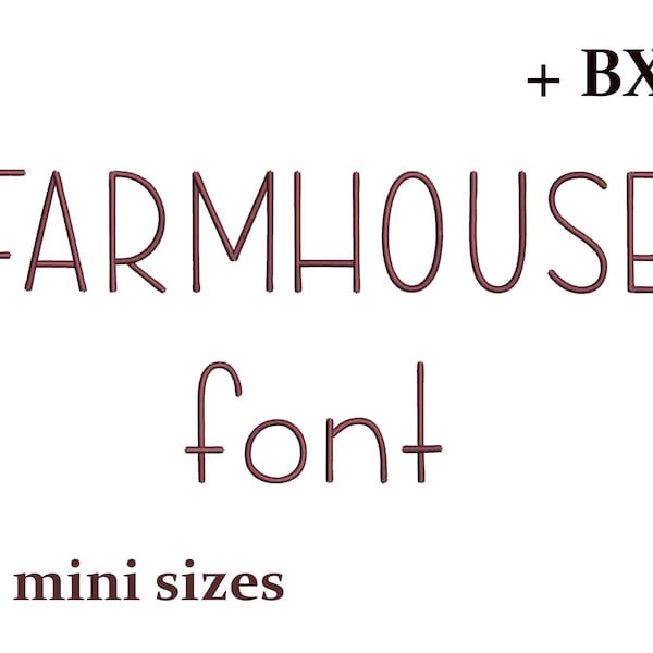 Farmhouse mini embroidery font , Rustic machine embroidery designs , BX font