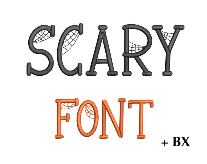 Halloween Spooky Monogram Font Set Machine Embroidery Font Etsy