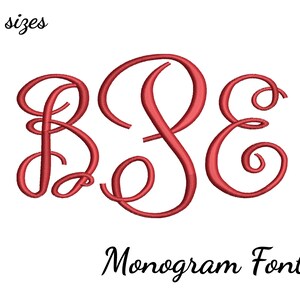 Monogram Embroidery font , Machine embroidery designs 3 sizes