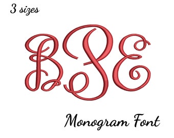Lettertype monogramborduurwerk, machineborduurontwerpen 3 maten
