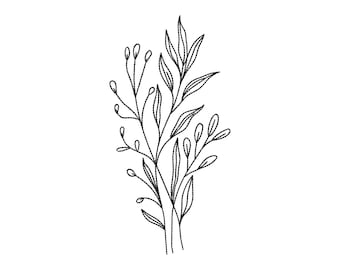 Diseño de bordado de máquina de flores silvestres, archivo de bordado de arte de línea floral para bordado de máquina moderno
