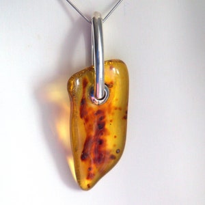 Piece of Baltic Amber Pendant | Amber drop | sterling silver 925 | brown | inclusions | unique pendant | gemstone | Free Spirit | Handmade