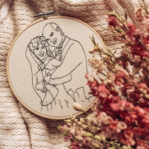 Portrait Embroidery Wedding Present, Anniversary Gift, Cotton Anniversary image 5