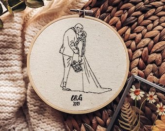 Portrait Embroidery  | Wedding Present, Anniversary Gift, Cotton Anniversary