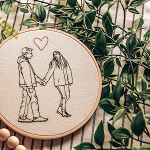 Portrait Embroidery Wedding Present, Anniversary Gift, Cotton Anniversary image 7