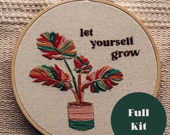 Let Yourself Grow Monstera Embroidery Kit | Beginners Embroidery Kit