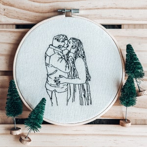 Portrait Embroidery Wedding Present, Anniversary Gift, Cotton Anniversary image 10