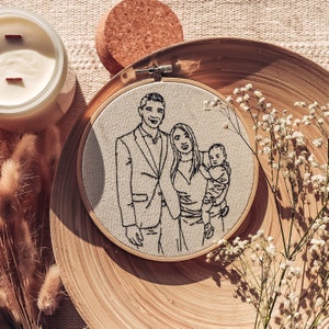 Portrait Embroidery Wedding Present, Anniversary Gift, Cotton Anniversary image 2