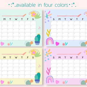 Open Monthly Calendar Cute Stationery Printable Instant Download - Etsy