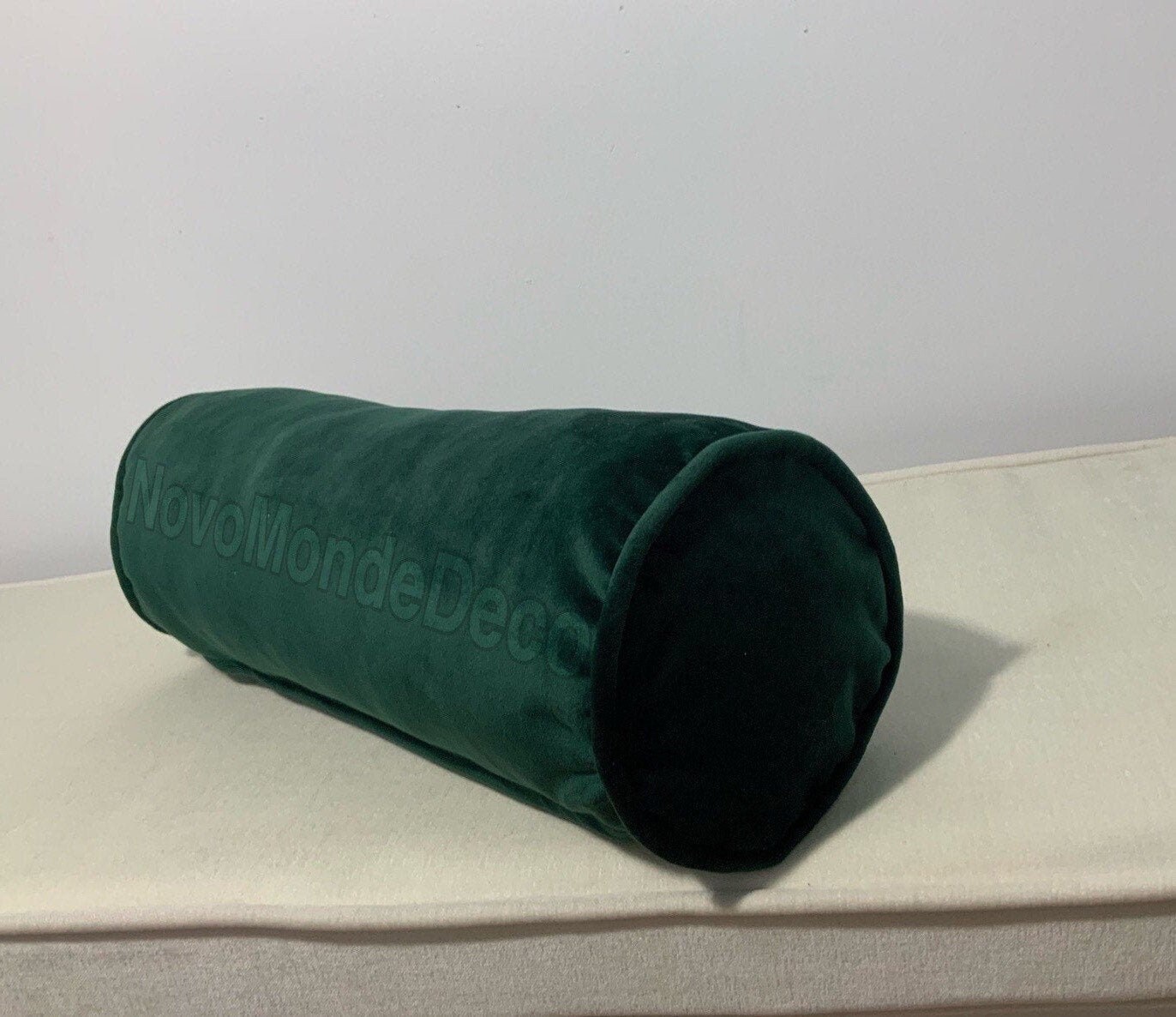Dark Green Velvet Bolster Pillow Cover With Piping Many Sizes Etsy